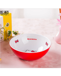 五和純密胺餐具 Hello Kitty 凱蒂貓雙色碗、圓飯碗